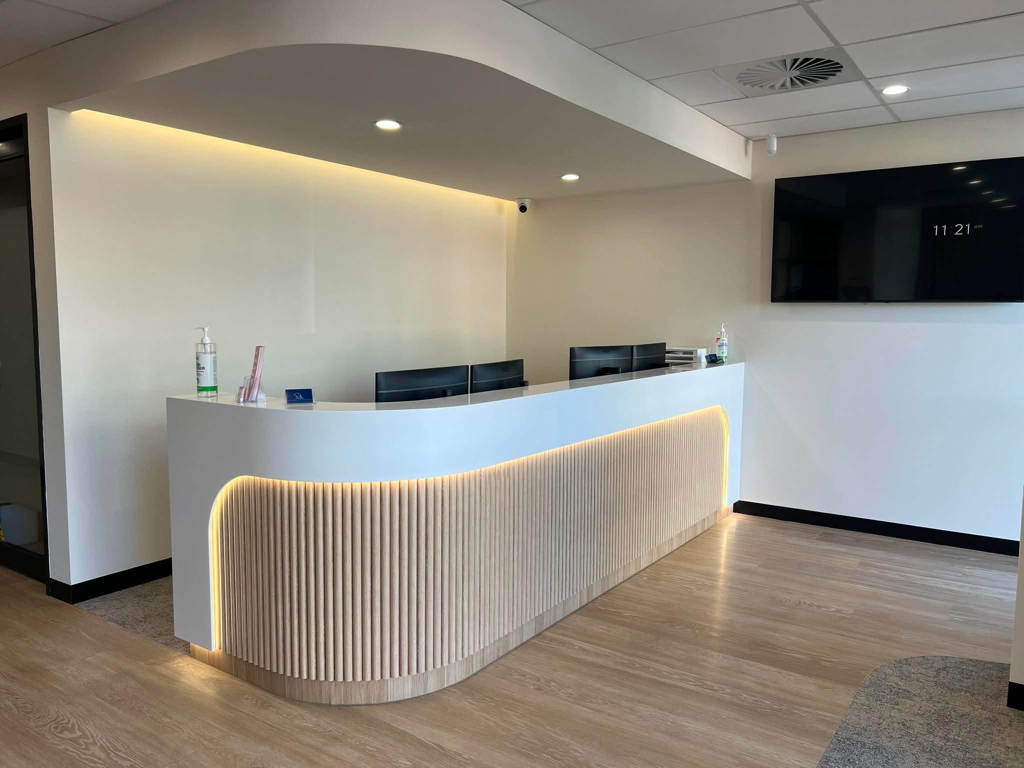 Modern reception area at Smile Spot Mawson Lakes